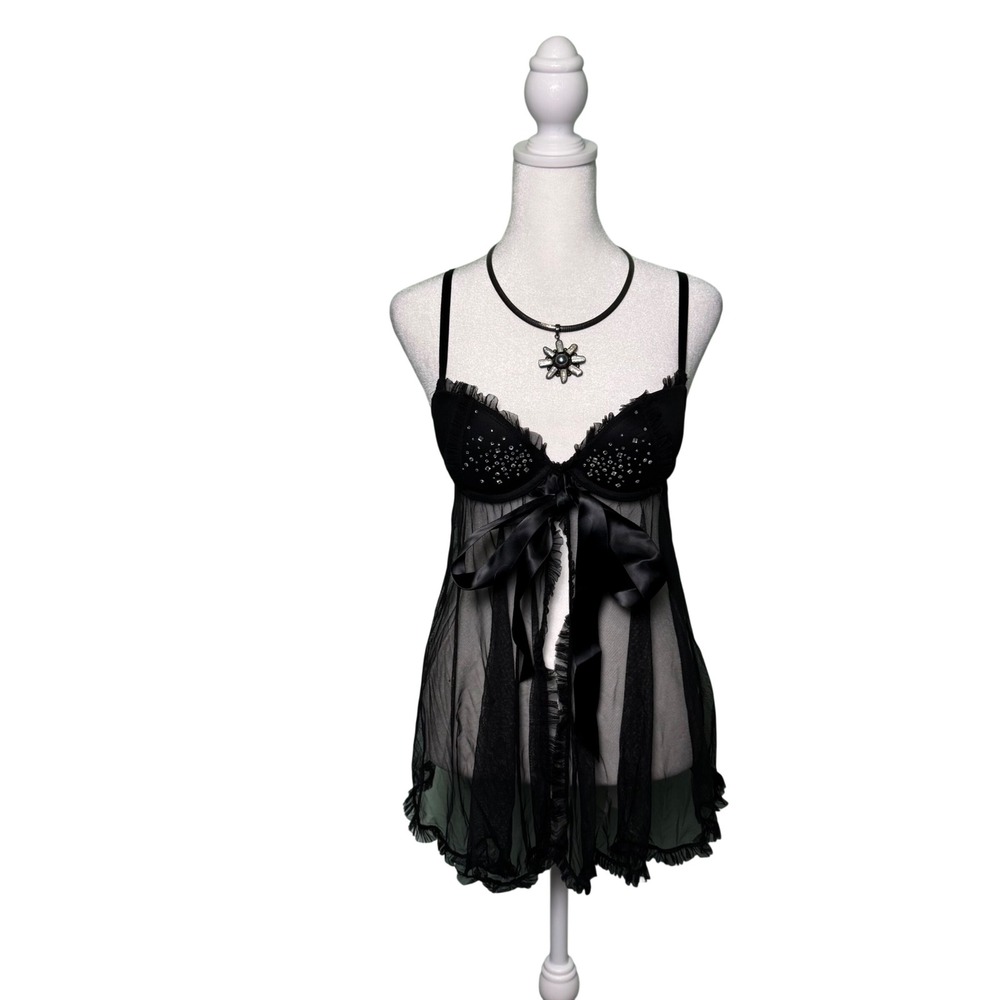 Vintage Victoria's Secret Sexy Little Things Slip Womens Size 34B Bra Rhinestone